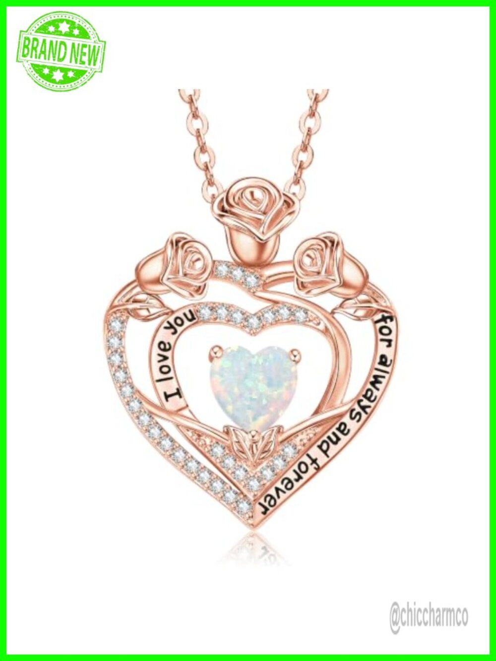 Rose Gold Plated Heart Birthstone Pendant Necklace 18in